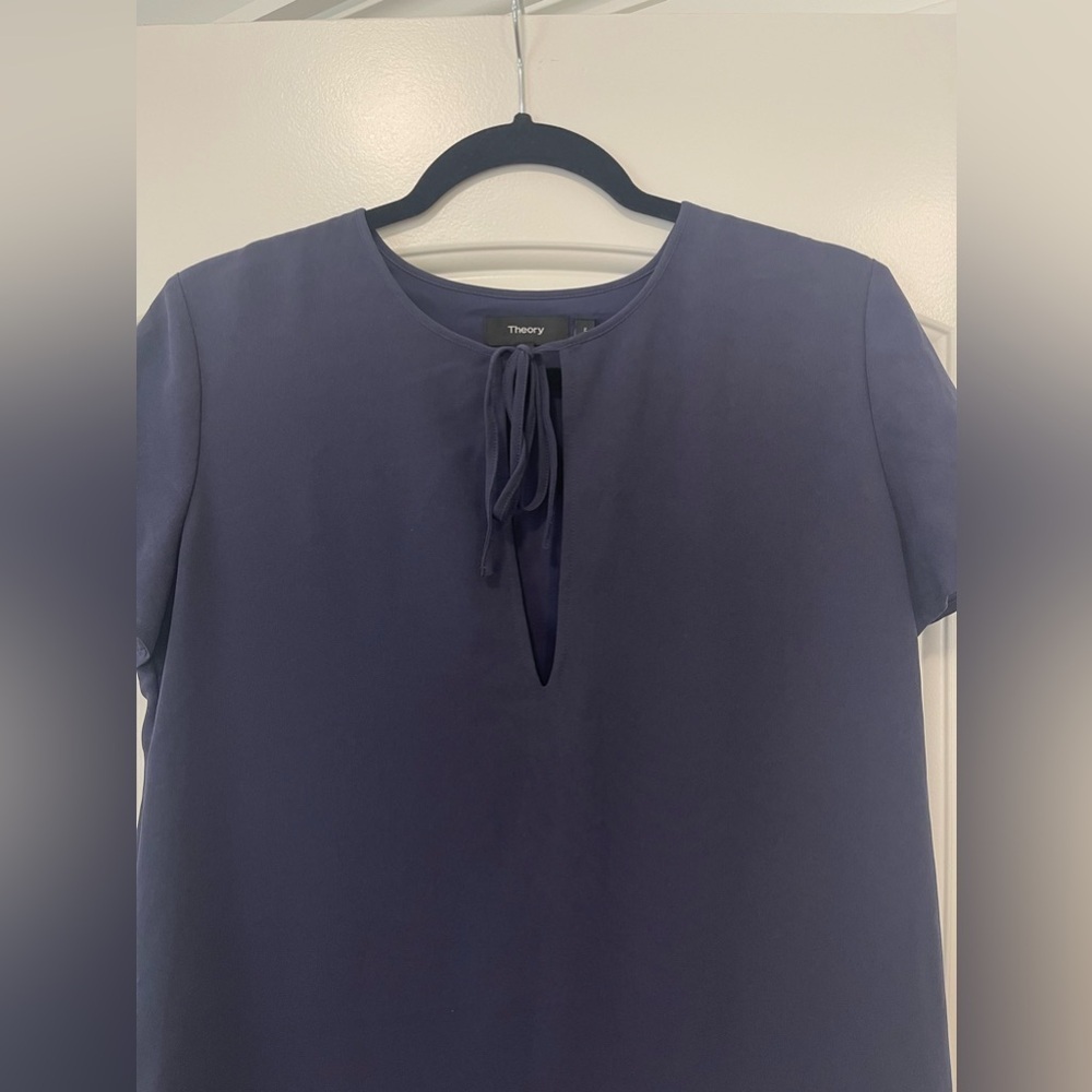 Theory Navy Front Tie T-shirt Dress - Picture 2 of 5